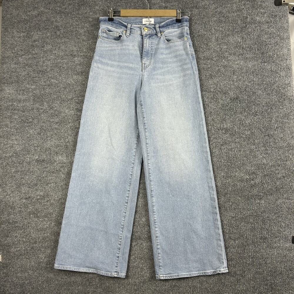 Frame Jeans 29 Le Slim Palazzo in Blue Springs Wide Leg Light Wash Denim Work